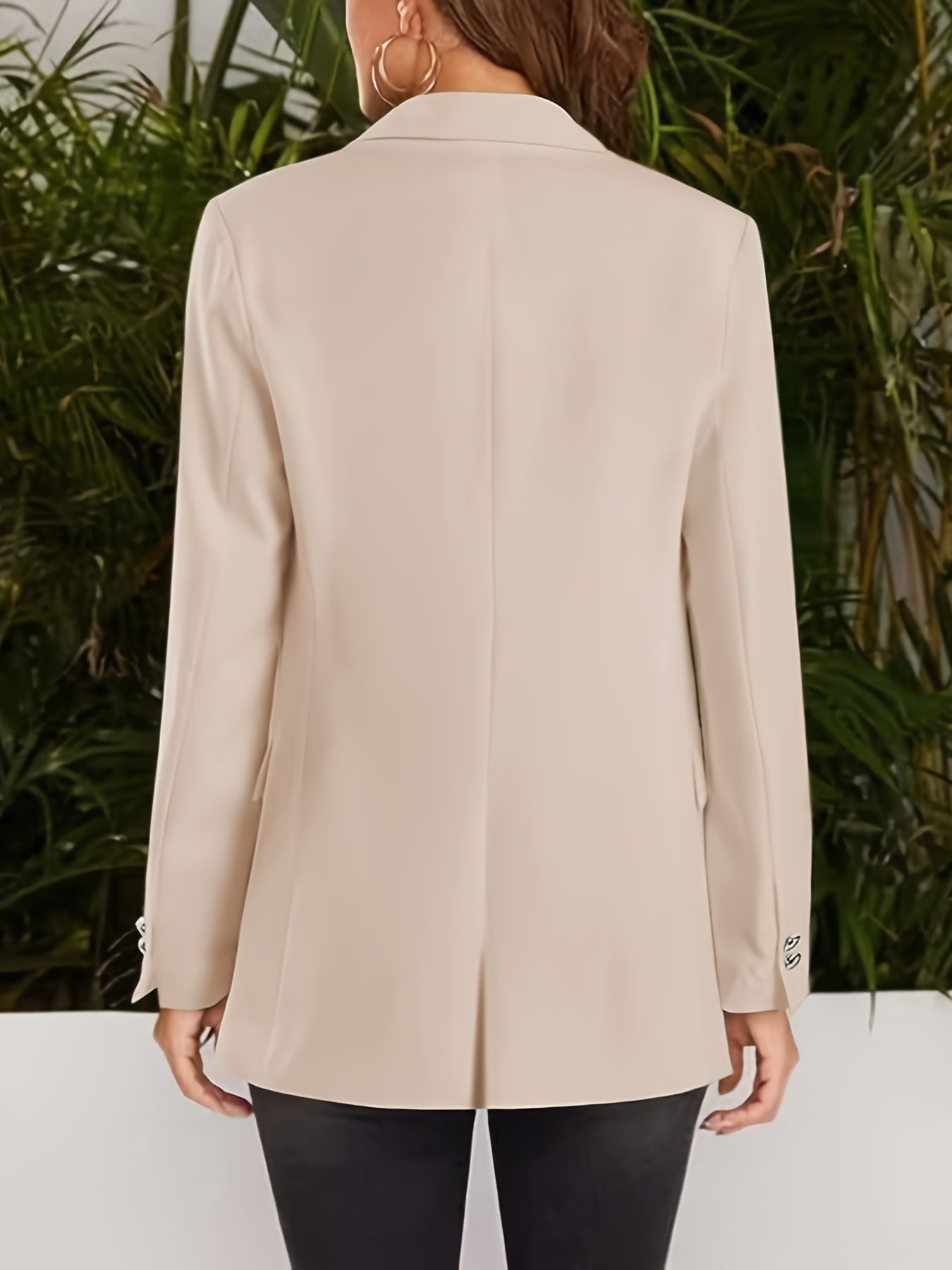 Solid Lapel Open Front Blazer Women's Clothing