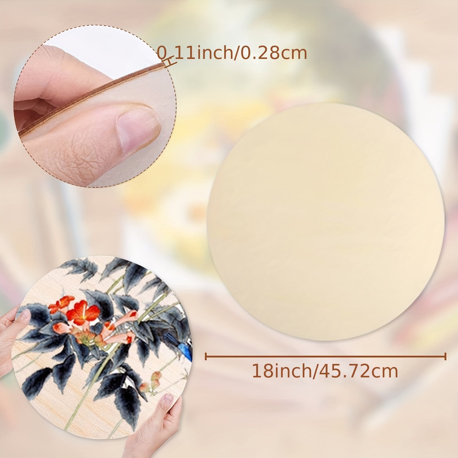 2pcs 18in Wooden Circles 2 7mm Thick Round Wood Discs For Painting Dyeing