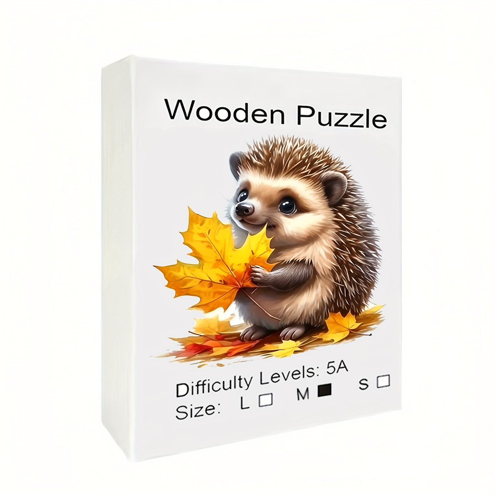 Hedgehog & Maple Leaves Wooden Puzzle Unique Shape