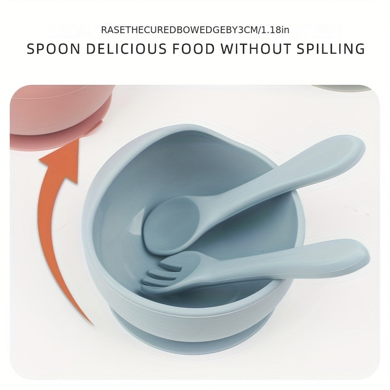 Baby Bowl And Spoon Set Silicone Tableware Children's Bowl With Suction Cup