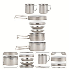 8pcs Stainless Steel Outdoor Cookware Set for Camping