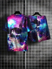 Men's Splatter & Skull Graphic T-shirt & Shorts Set