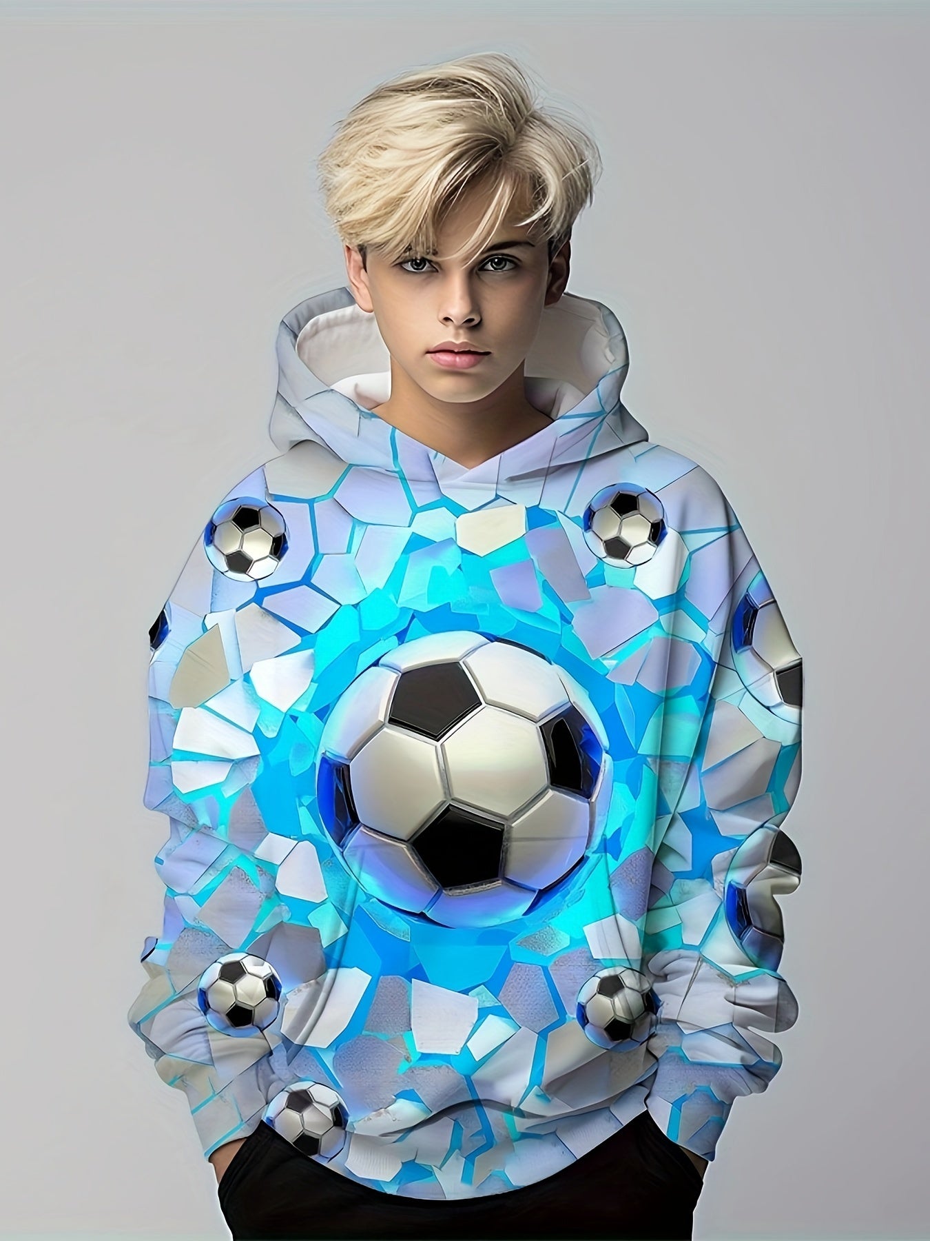 Kids Flying Football 3D Print Hoodie Dinosaur Tyrannosaurus Street Wear