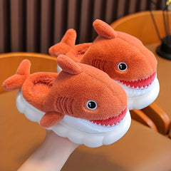 Cartoon Shark Plush House Slippers Girls Anti-skid Slip-ons