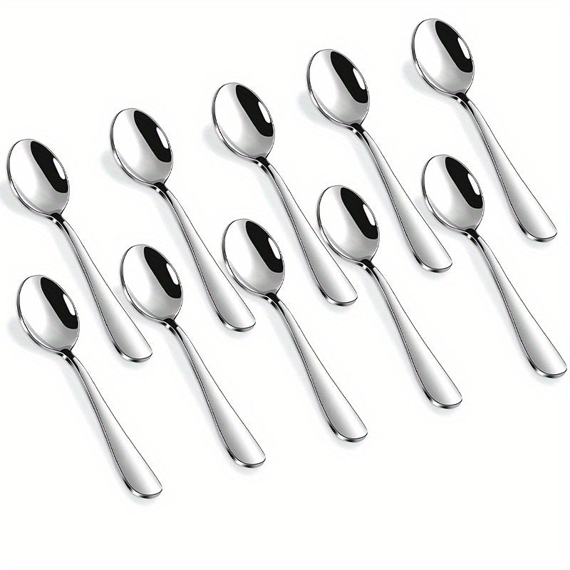 10pcs Stainless Steel Dessert Spoon Modern Stirring Ice Cream Spoon