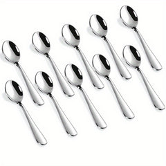 10pcs Stainless Steel Dessert Spoon Modern Stirring Ice Cream Spoon