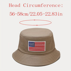 Unisex Sunshade Bucket Hat American Flag Label Outdoor Travel