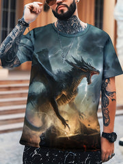 Men's Dragon Graphic T-shirt Active Stretch 3D Print Tee