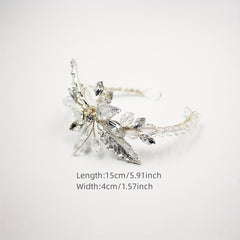Vintage Crystal Leaf Shape Wristband Alloy Wrist Band Women's Jewelry