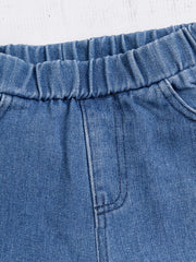 Baby Girls Ruffles Jeans Elastic Waist Flare Leg Pants