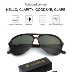 VIVIENFANG Oversized Tortoise Polarized Aviator Sunglasses UV Protection
