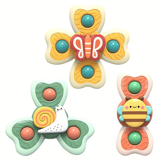 4pcs Animal Rotating Suction Cup Gyroscope Toy Set for Kids Bath Time Play