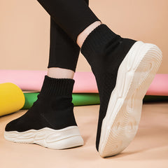 Autumn Solid Breathable Medium Tube Women's Sneakers Lightweight Sport Shoes