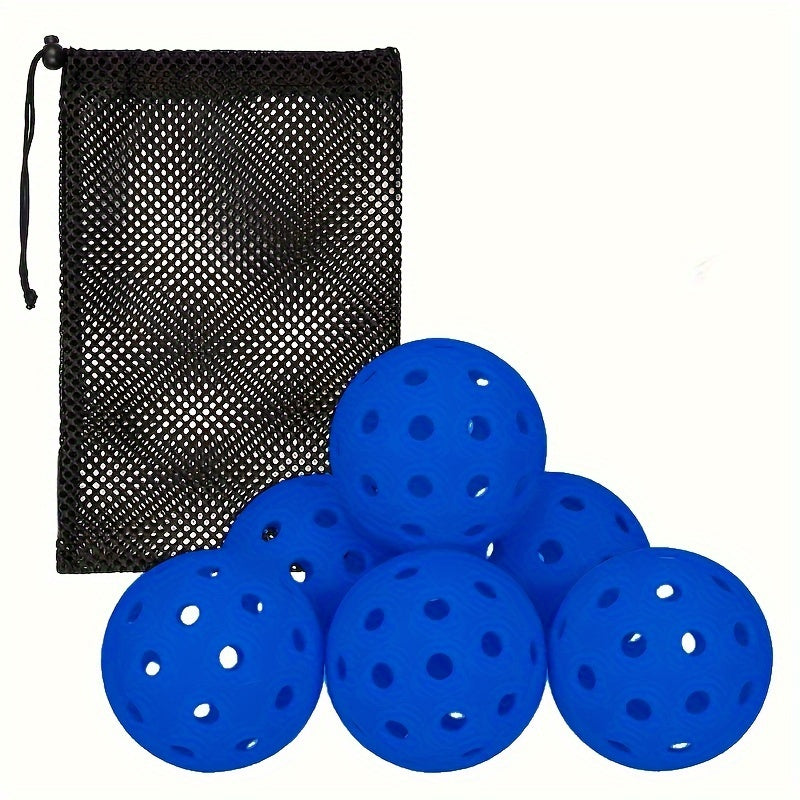 6pcs 40 Hole Pickleball Set with Mesh Bag