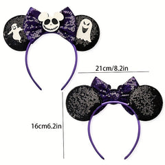 Mouse Ears Headband Bows Glitter Princess Decoration Cosplay Costume Girls