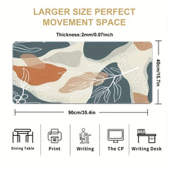 Leaf Abstract Lines Tropical Leaves Large Mouse Pad Non-slip Washable