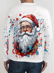 Christmas Santa Claus Print Men's Long Sleeve T-shirt for Autumn