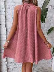 Solid Halter Neck Dress Sleeveless Summer Dress