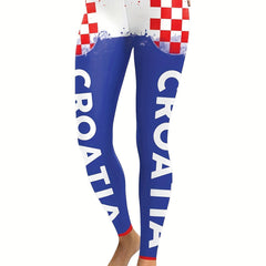 Women's Two Tone Letter Graphic Sports Leggings