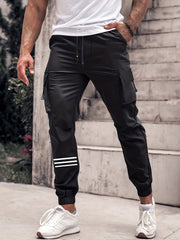 Men's Cargo Pants Flap Pocket Trousers Loose Outdoor Work Streetwear