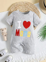 Newborn Baby Jumpsuit I LOVE MAMA Cotton Romper