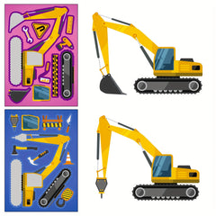 6 Engineering Vehicles Puzzle Sticker Games