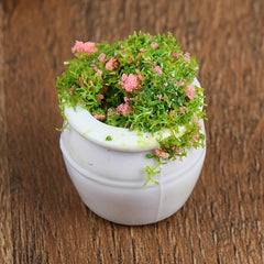 4pcs Pink Flower Green Plant Potted 1:12 Dollhouse Decor