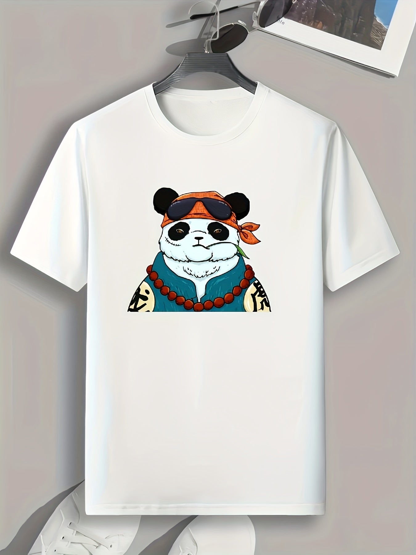 Panda Print Men's Graphic T-shirt for Summer