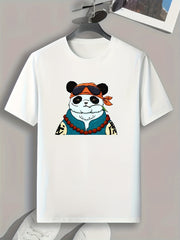Panda Print Men's Graphic T-shirt for Summer