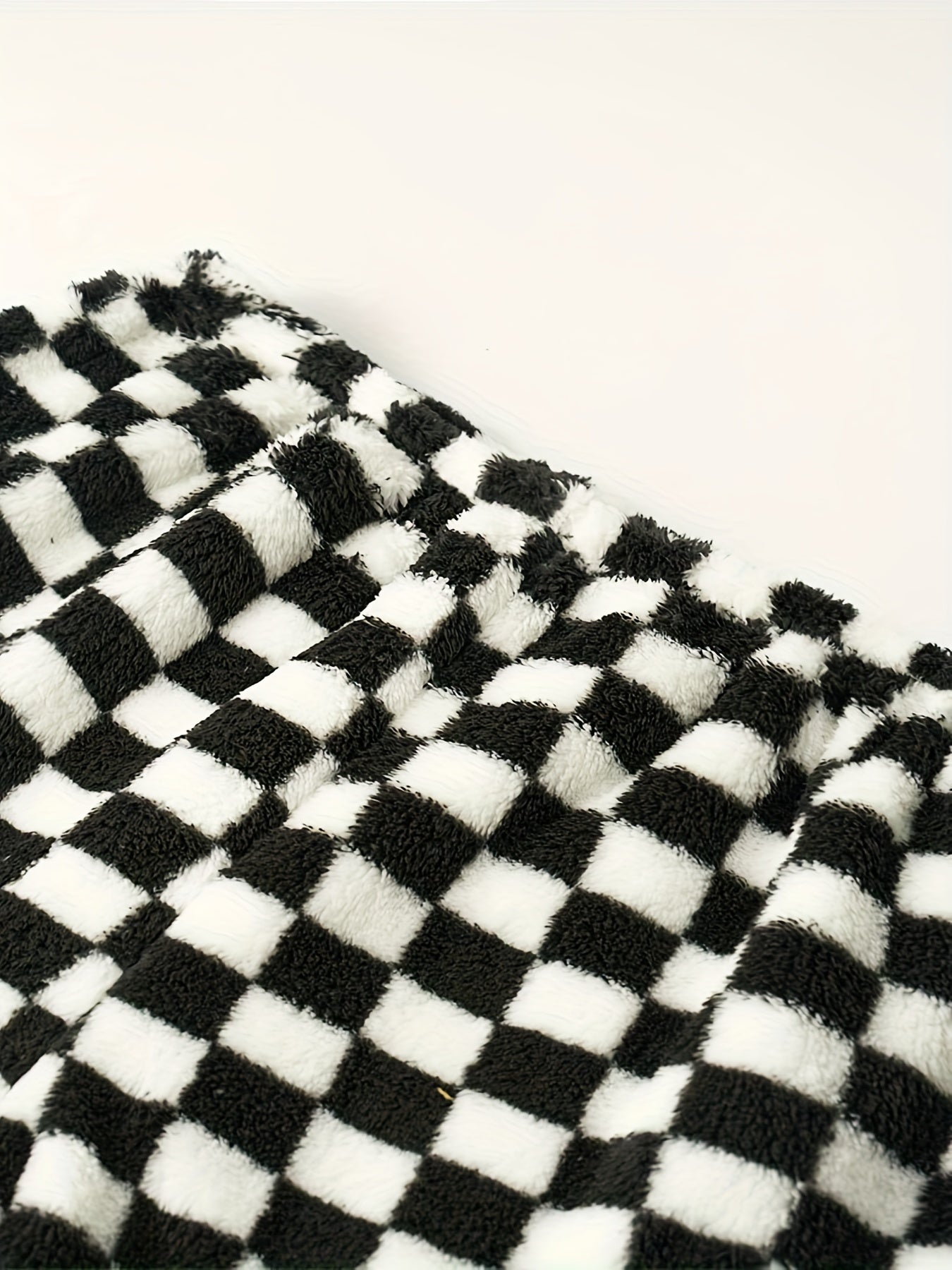 Women's Plus Checkered Print Flannel Warm Home Wear Pants