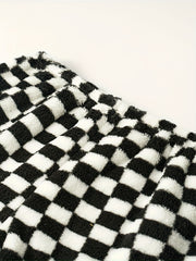 Women's Plus Checkered Print Flannel Warm Home Wear Pants