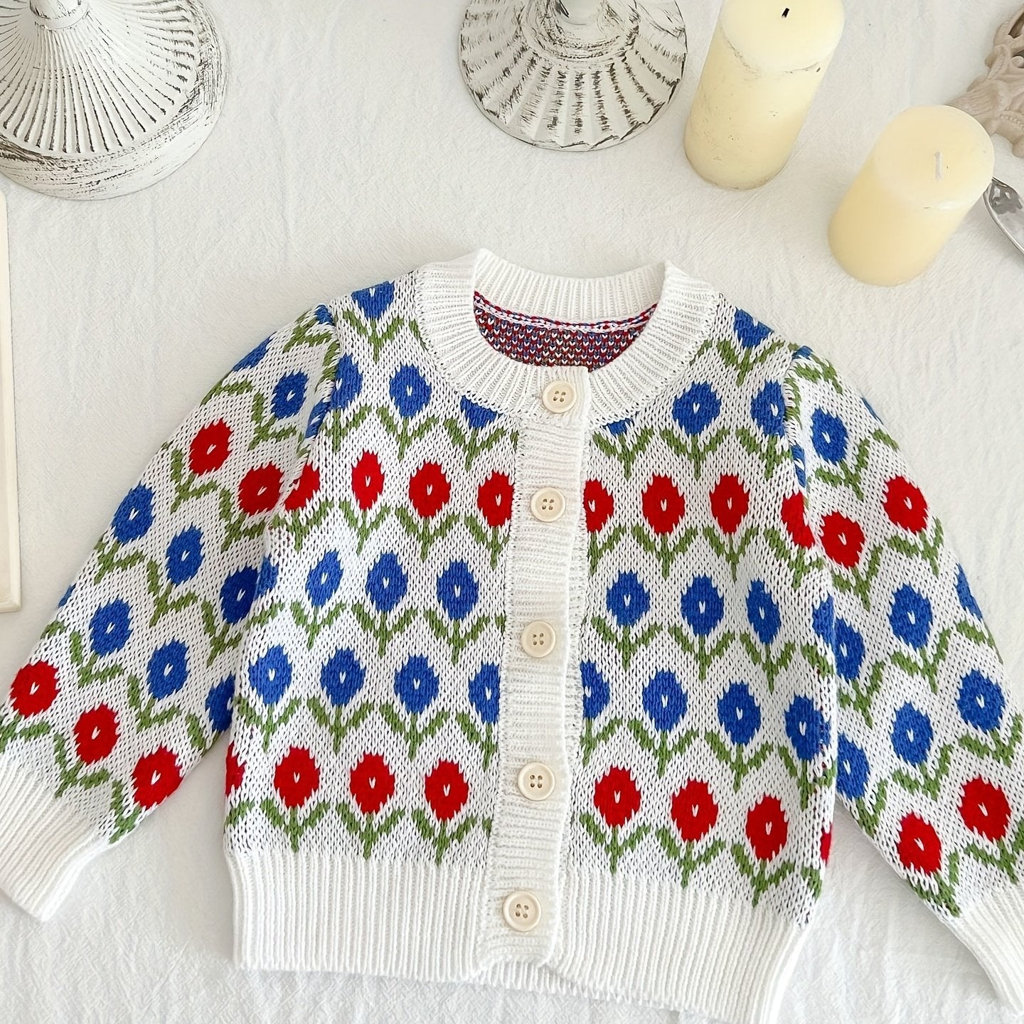 Baby Floral Knitted Coat for Fall Winter