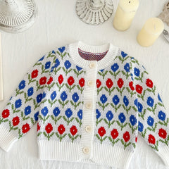 Baby Floral Knitted Coat for Fall Winter
