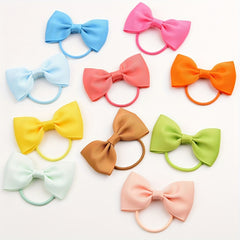 20pcs Toddler Girls Bowknot Hair Rope Solid Rubber Band Hair Accessories