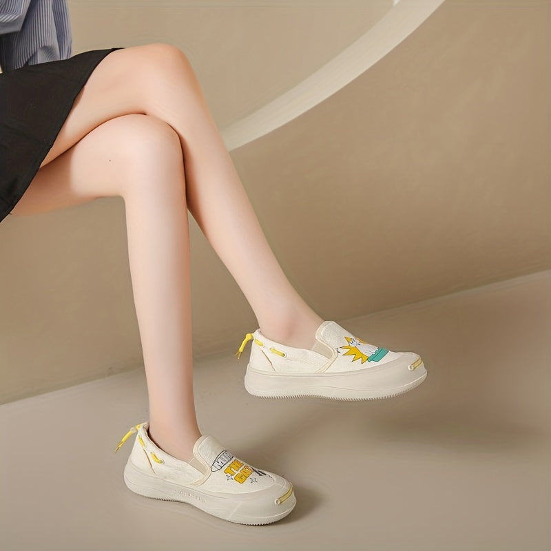 Graffiti Slip On Boat Shoes Casual Loafers Outdoor Canvas Sneakers