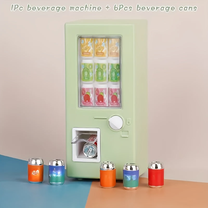 Mini Dollhouse Beverage Machine Set with Pull Tab Drinks