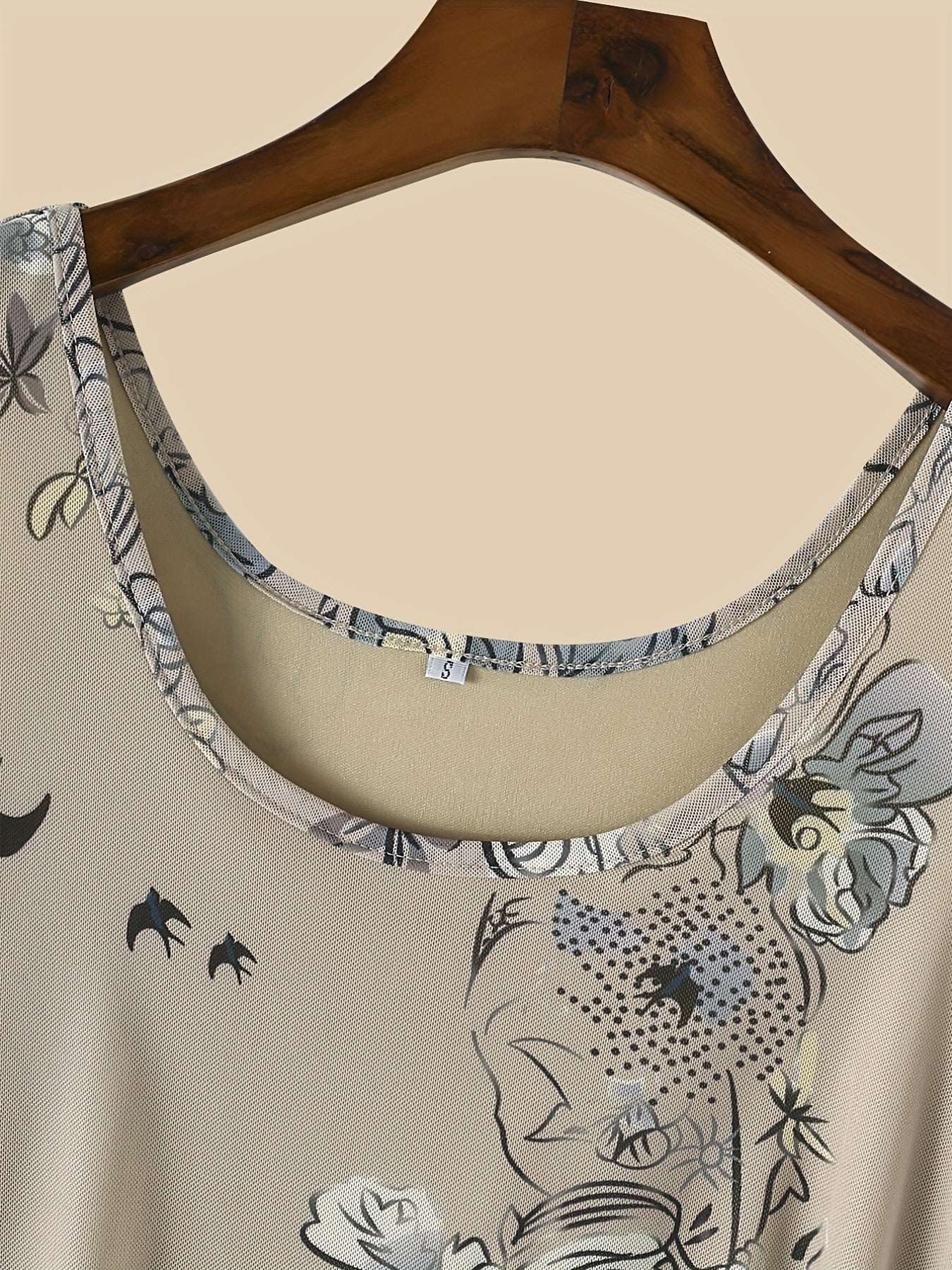 Vintage Floral Print Tank Top Crew Neck Sleeveless Summer Top