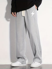Lightning Pattern Joggers Men's Casual Loose Fit Pants