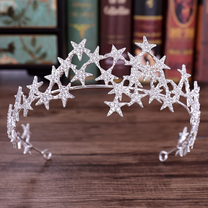 Rhinestone Star Tiara Wedding Accessories Crystal Crown Bridal Jewelry