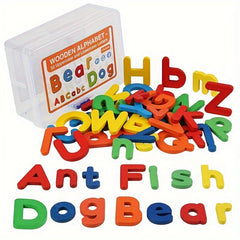 52pcs Kids Wooden English Letters Building Block Kit