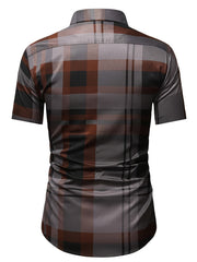 Mens Plaid Short Sleeve Shirt for Spring/Summer