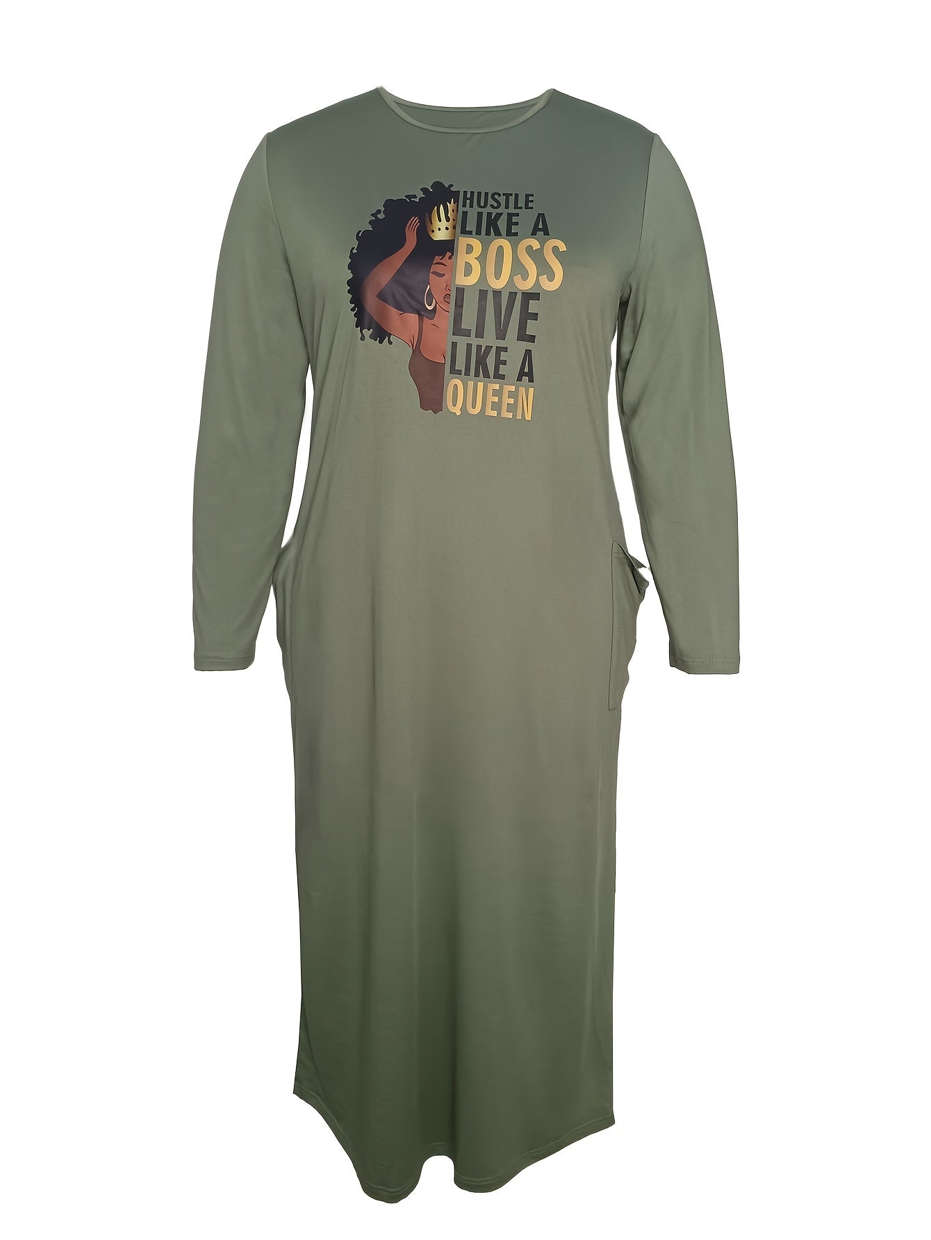 Cartoon Figure Print Long Sleeve Casual Dress