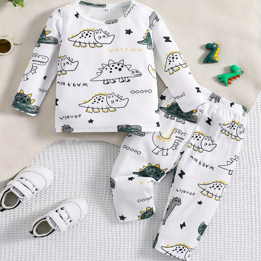Baby Dinosaur Print Casual Outfit Set