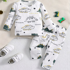 Baby Dinosaur Print Casual Outfit Set