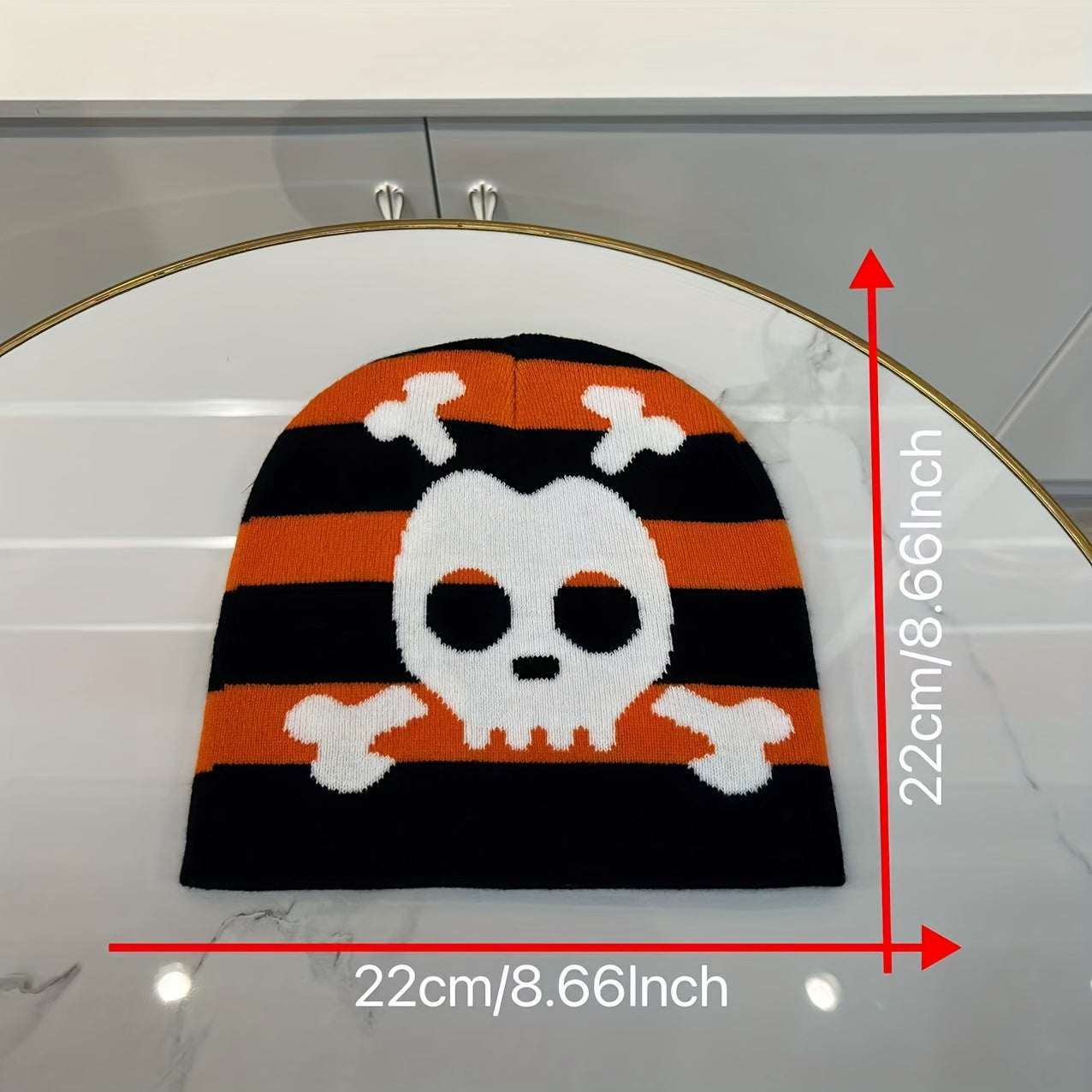 Fashionable Windproof Knit Beanie Hat With Skull Print