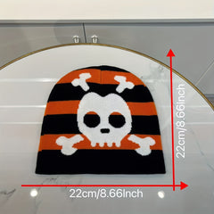 Fashionable Windproof Knit Beanie Hat With Skull Print