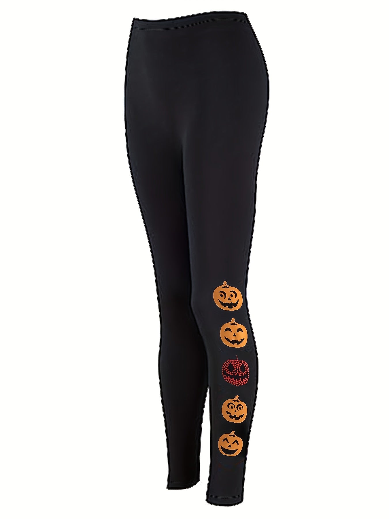 Halloween Sports Leggings Women's Plus Pumpkin Print Fitness Leggings