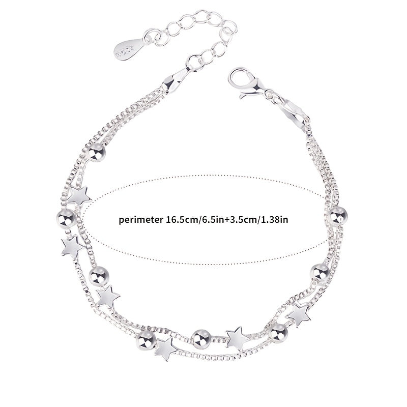Silver Pentagram Bracelet Double Layer Star Bracelet Girls Jewelry