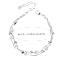 Silver Pentagram Bracelet Double Layer Star Bracelet Girls Jewelry