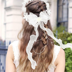 Communion Hair Wreath with Pearls And Flowers - First Communion Accessory